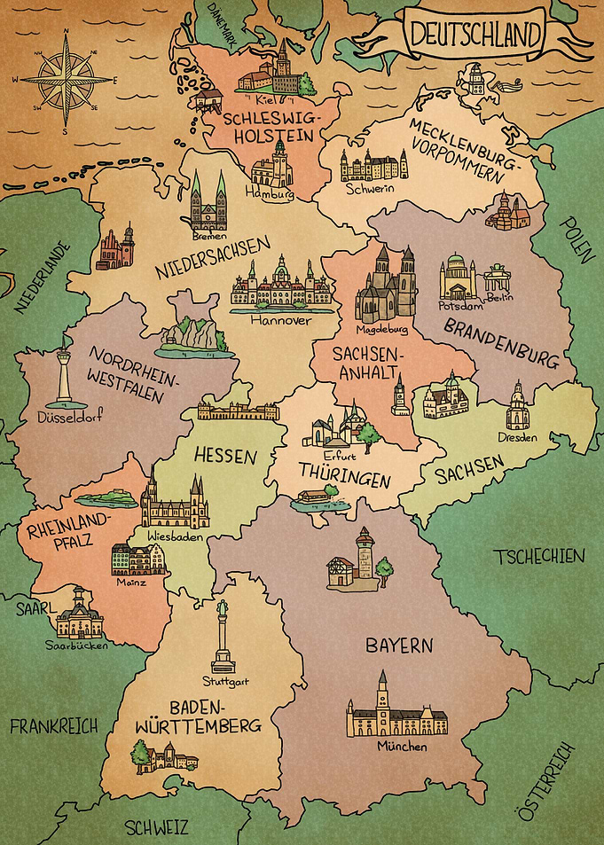 Bunte Vintage Karte