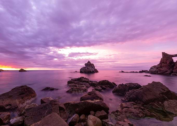 Beach Sunrises Violet Sky