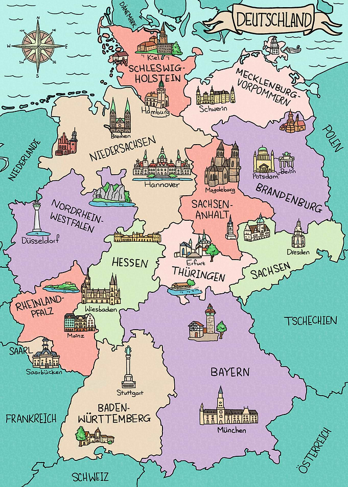 Bunte Deutschlandkarte