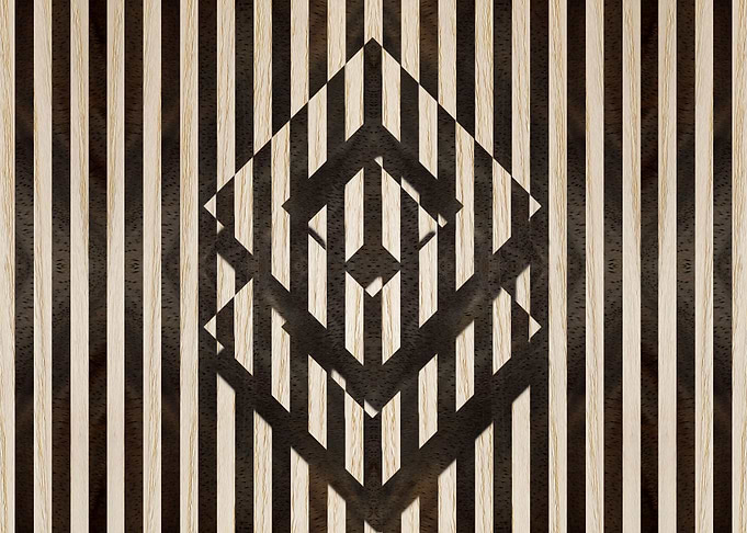 Op art in marquetry style