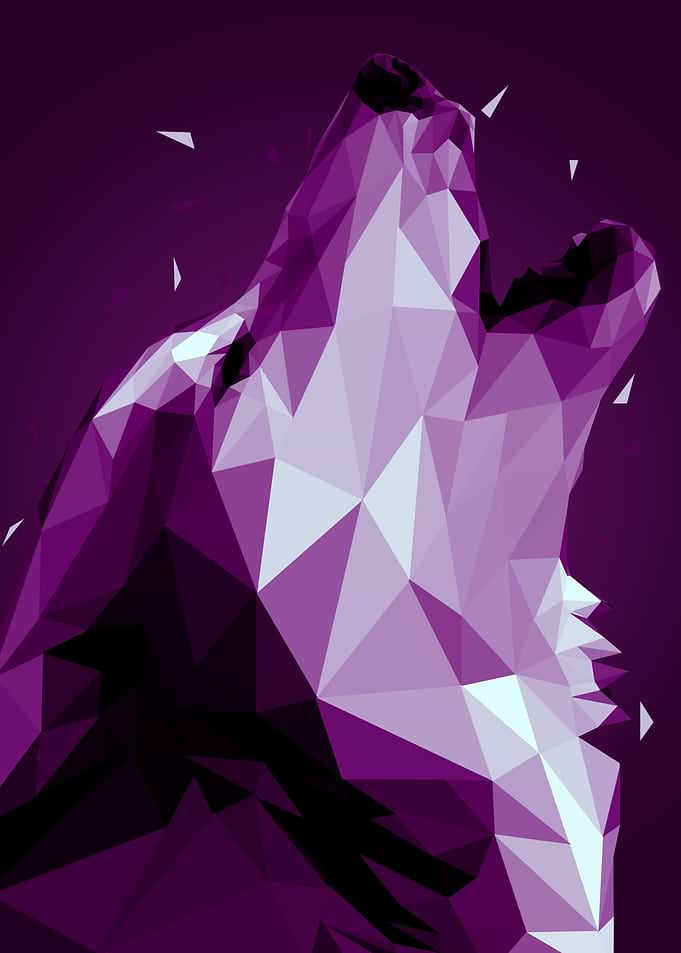 wolf low poly purple