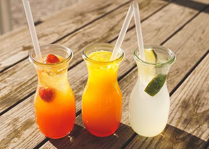 three glass on table