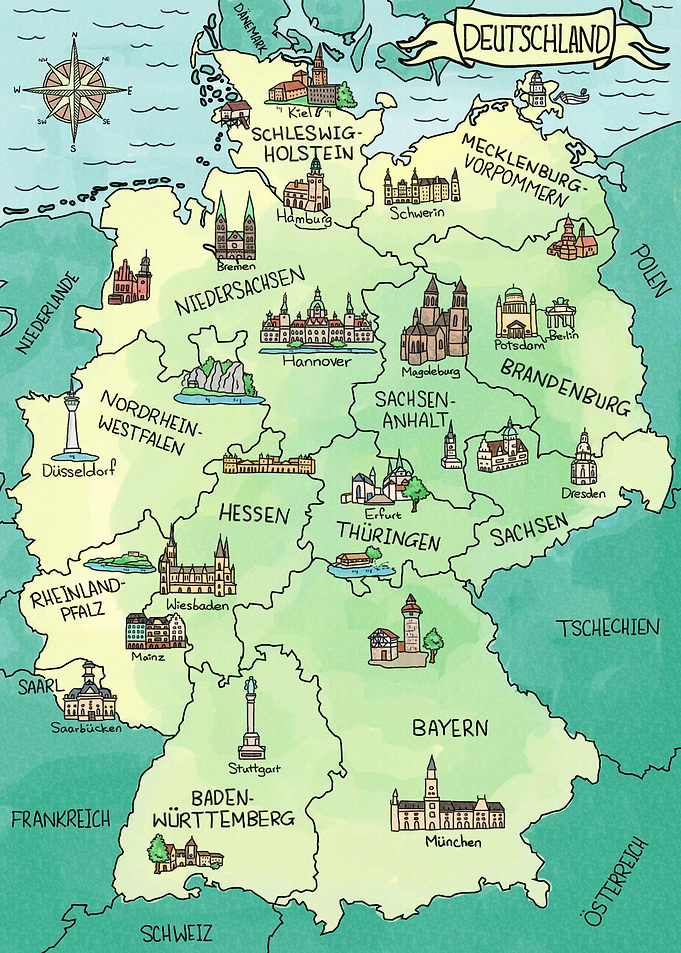 Aquarell Deutschland Karte