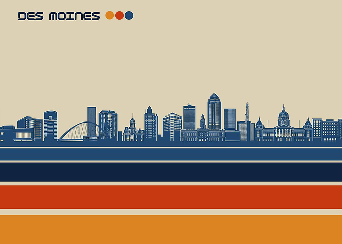des moines skyline retro 3