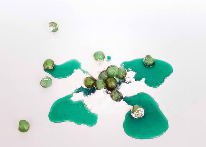 Green candied cherries syr