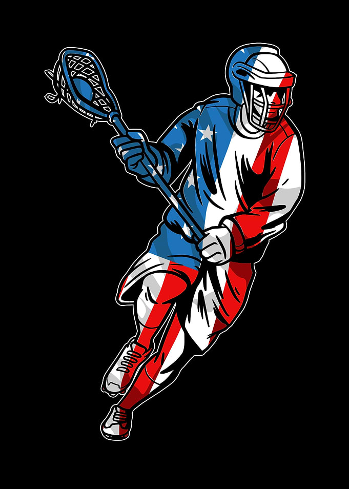 Lacrosse Player USA Flag