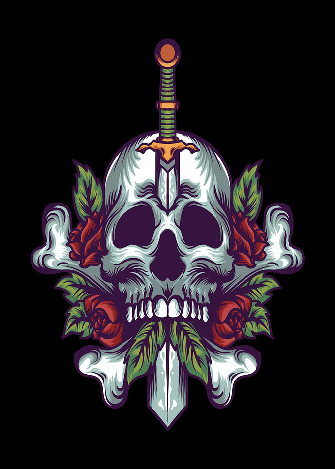 Skull Skull Bones Retro