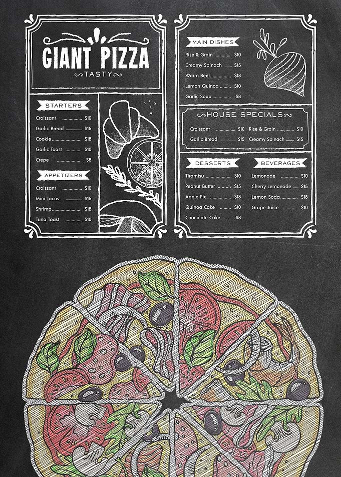 Pizza Fast Food Menu