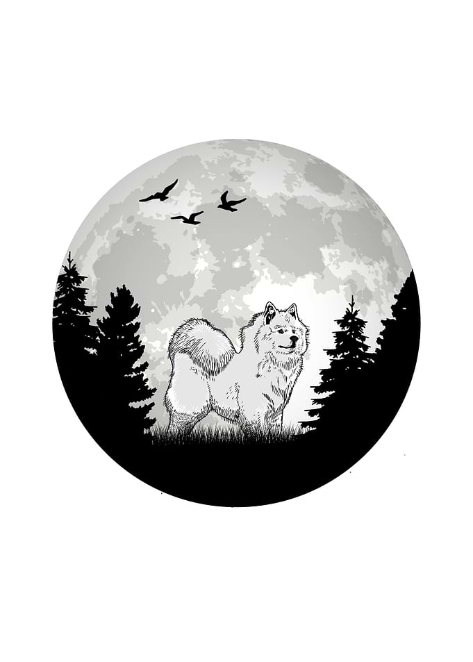 Samoyed Moon Sled Dog