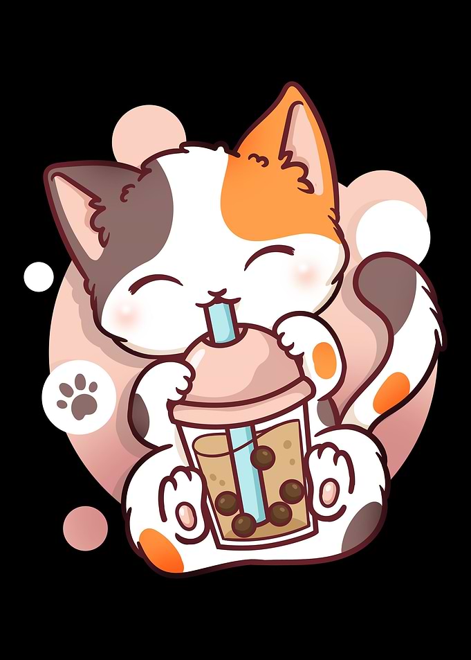 Cat Boba Bubble Tea Anime