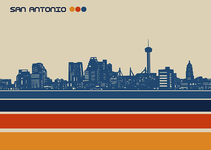 san antonio skyline retro