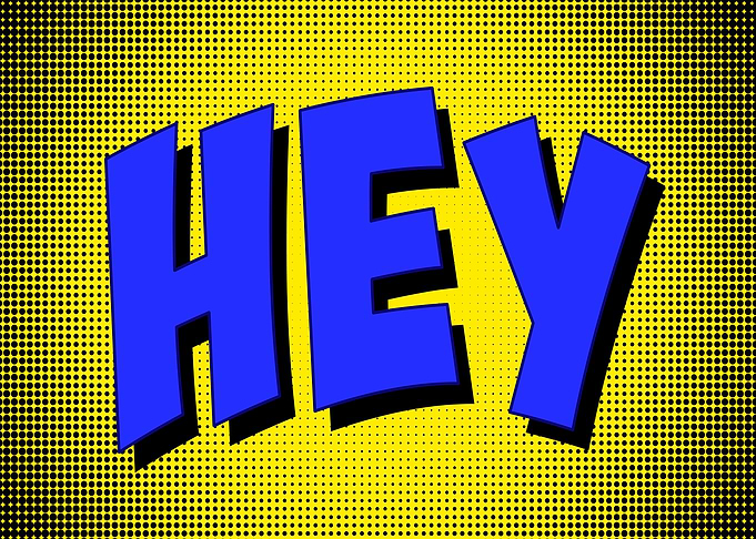 Hey text cartoon bubblegum