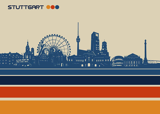 stuttgart skyline retro 3