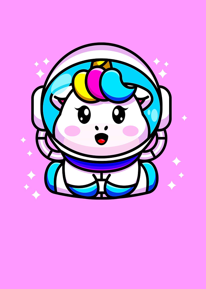 Cute Unicorn Astronaut