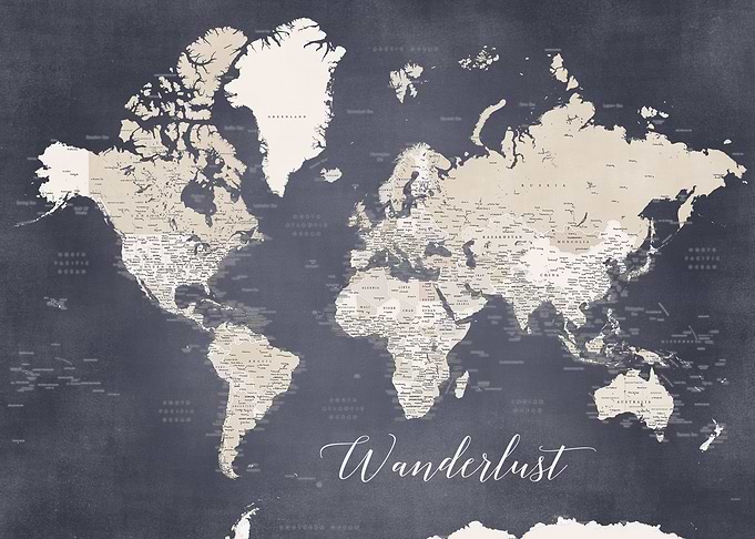 Wanderlust world map Glyn