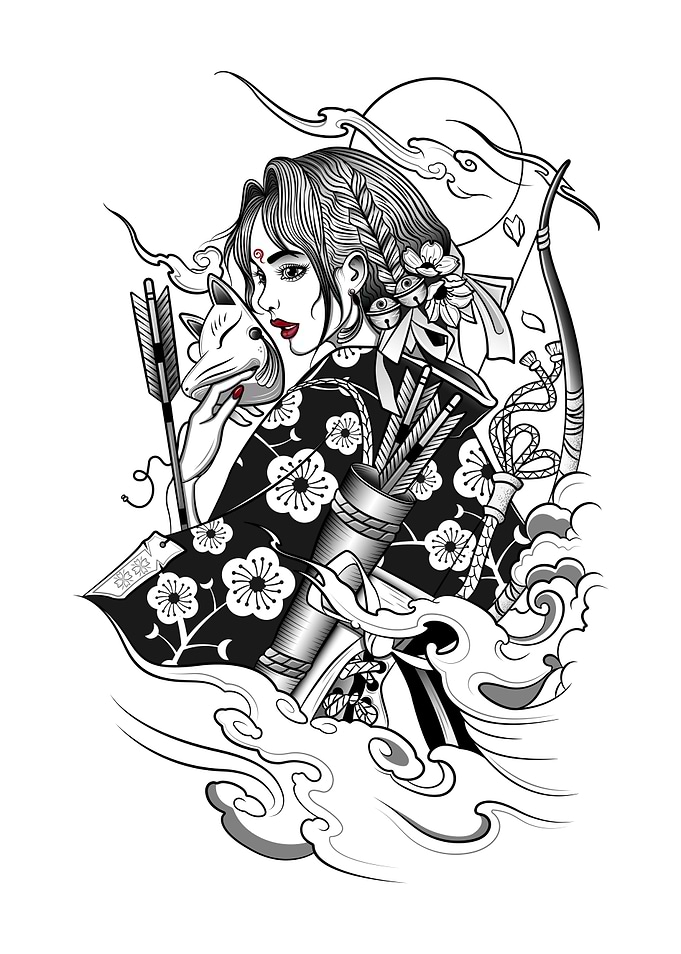 Asian Kitsune Warrioress