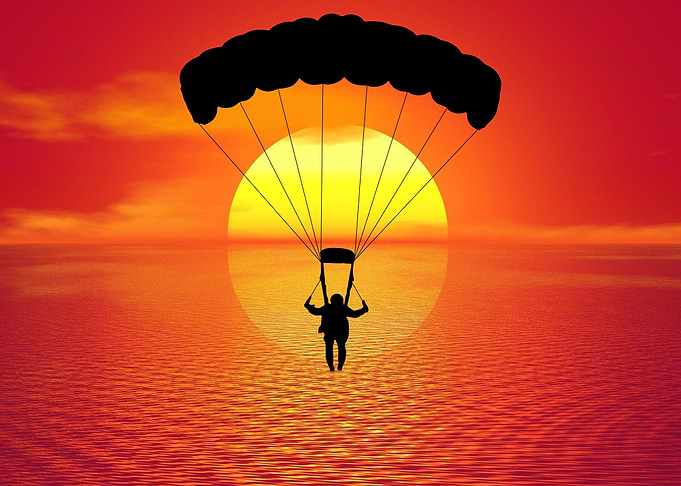 Sunset parachuting