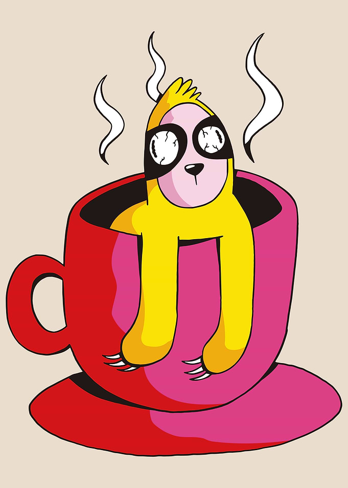 Sloth with coffee