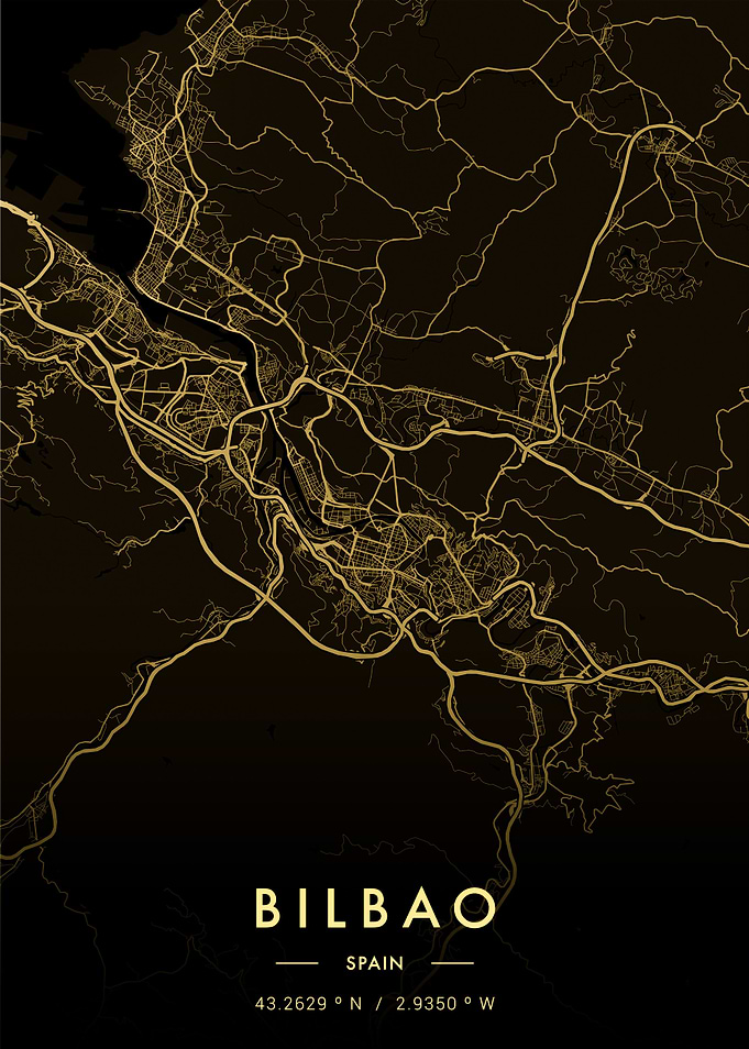 Bilbao City Map Gold