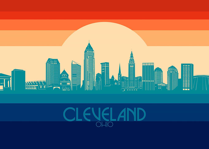 cleveland skyline retro 4