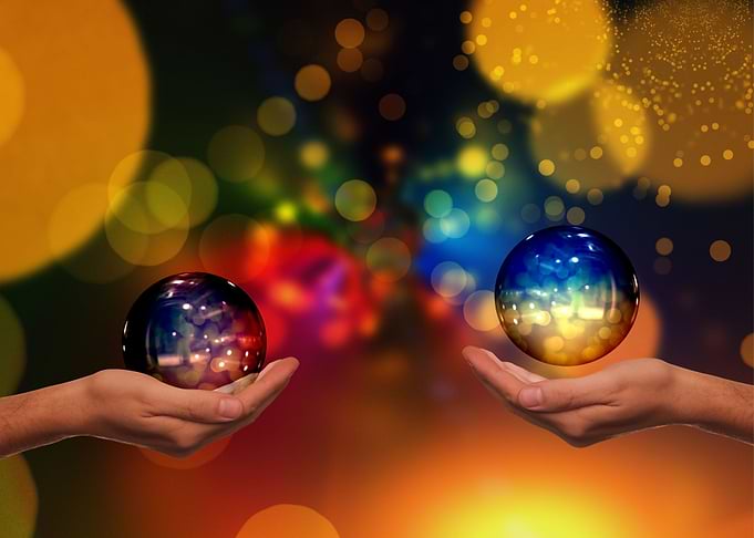 Hands with a crystal ball