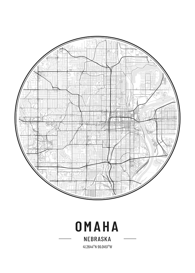 Omeha Nebraska USA map