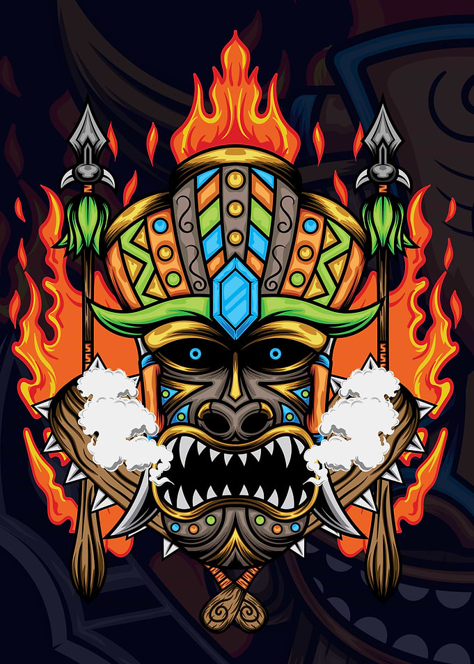 Tiki Mask Illustration 02