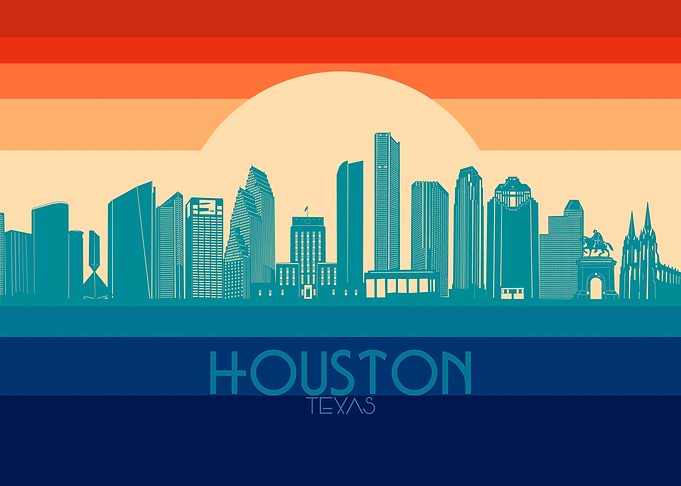 houston skyline retro 4