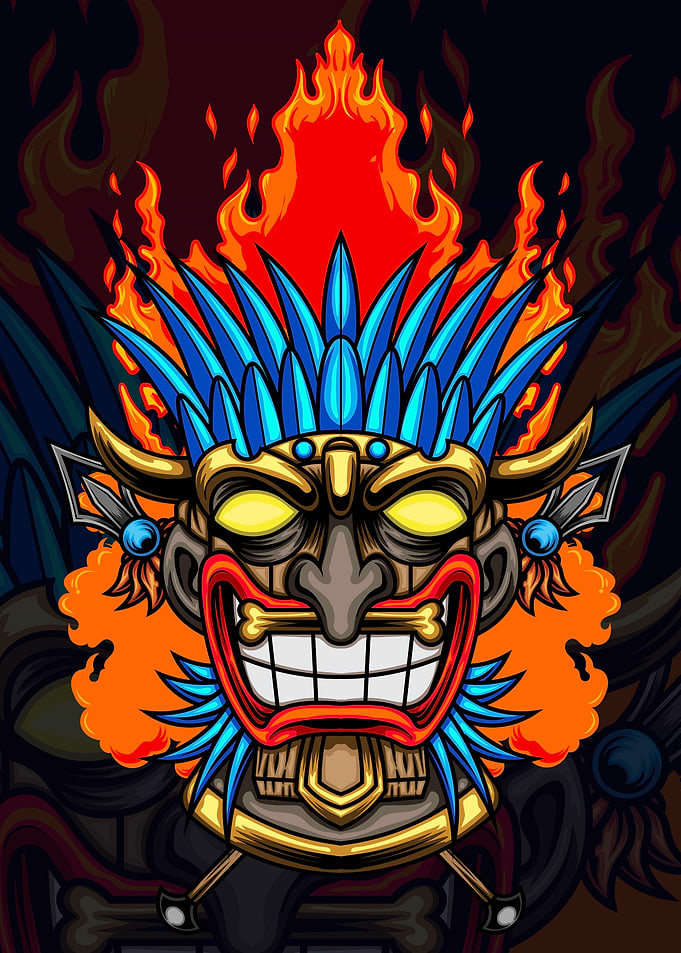 Tiki Mask Illustration 07