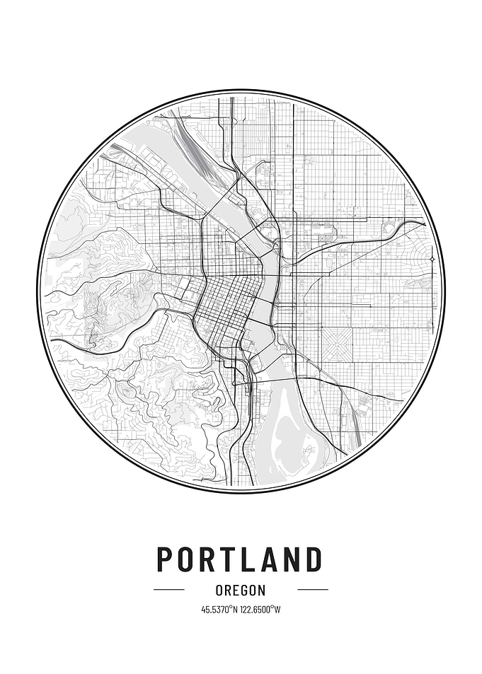 Portland Oregon USA map