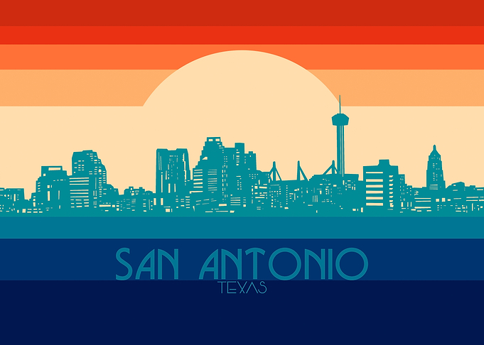 san antonio skyline retro