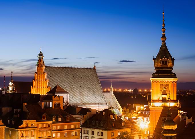 Warsaw Old Town At Dusk