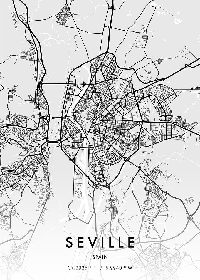 Seville City Map White