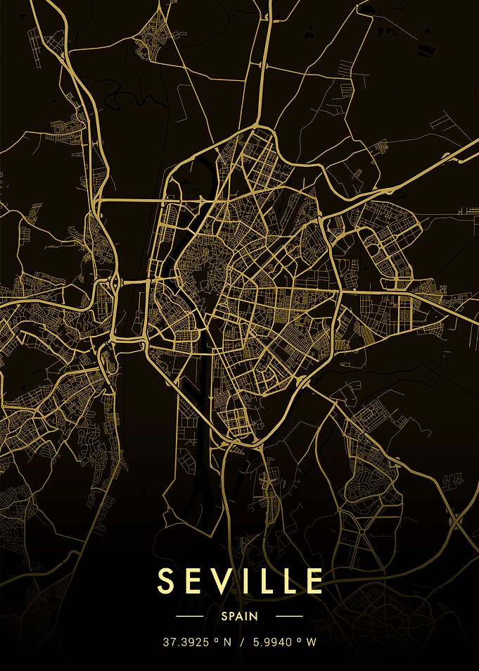 Seville City Map Gold
