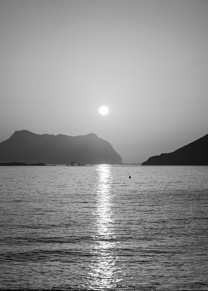 Black and white sea sunset