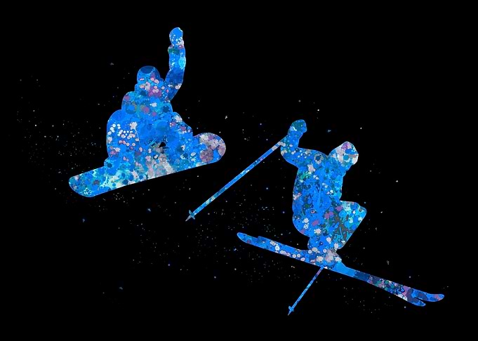 Ski with snowboard