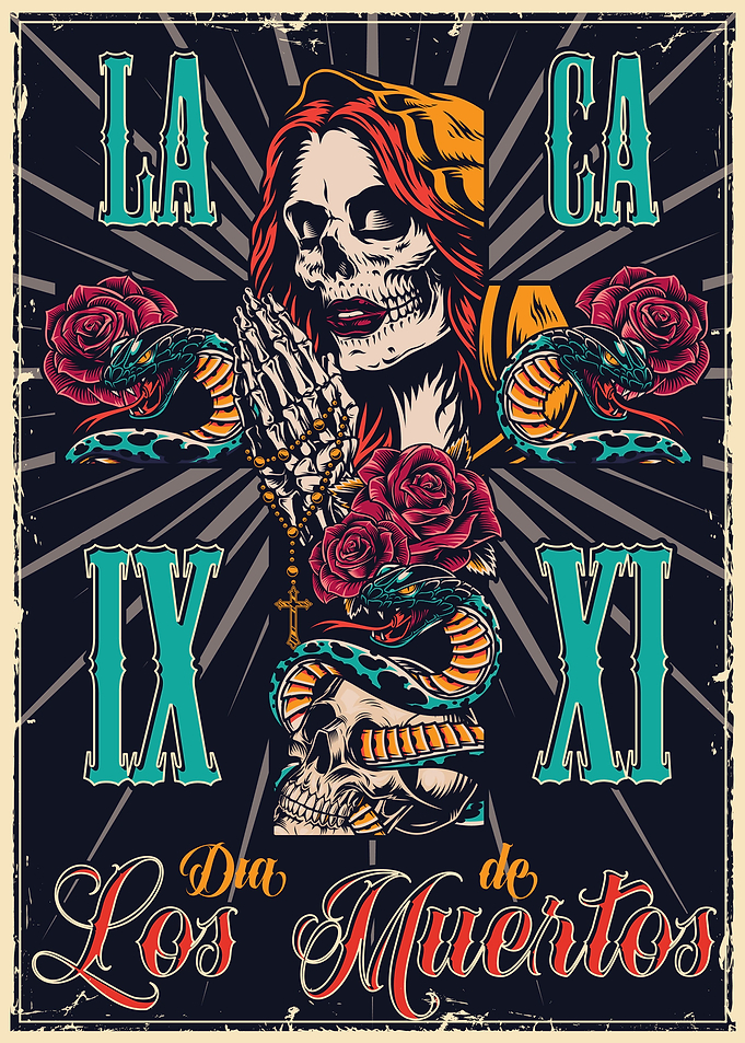 poster skull girls rose