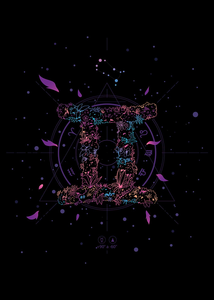 GEMINI FLORAL ZODIAC SIGN