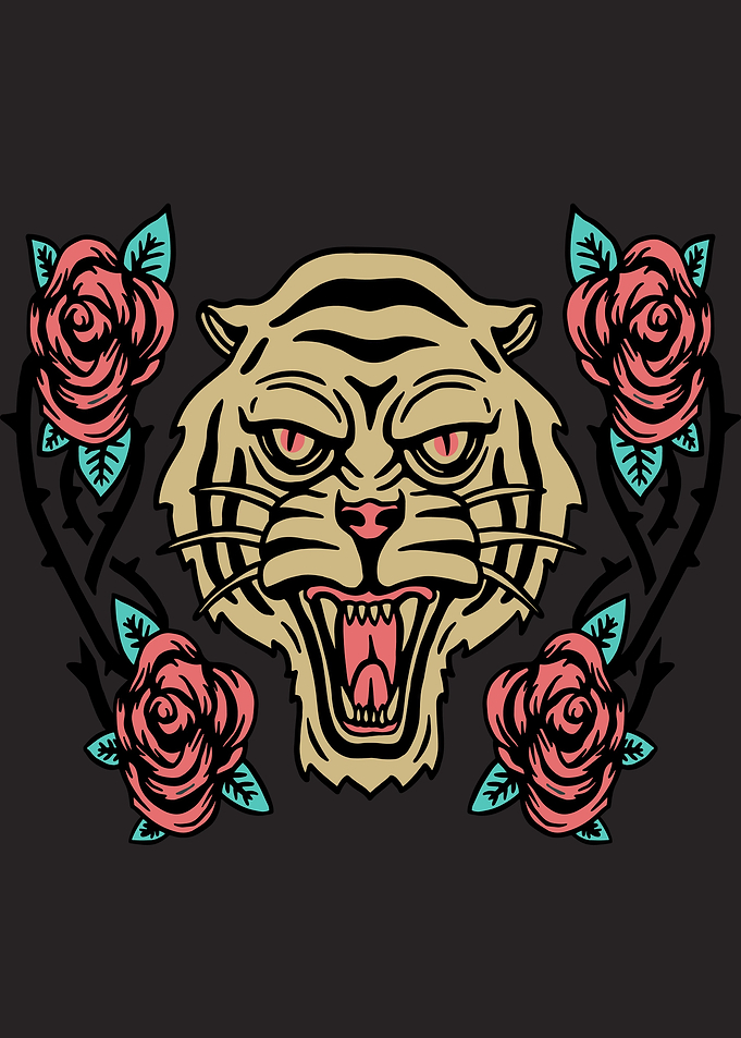 poster tiger with rose