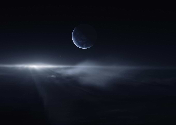 Moon at dark lonely nigh