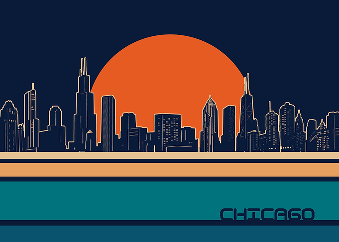 chicago skyline retro 5