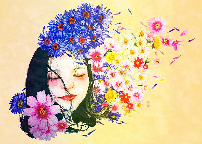 Watercolor floral drawing