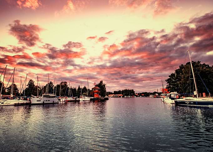 Sunset at the yacht marina