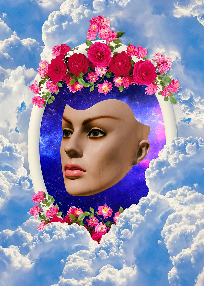 Vintage floral face