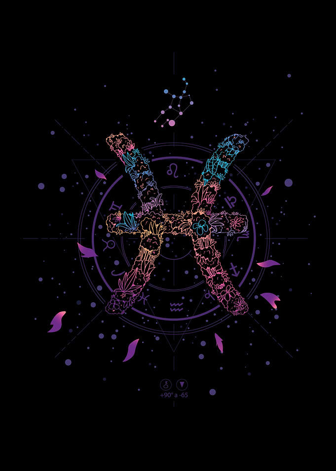 PISCES FLORAL ZODIAC SIGN