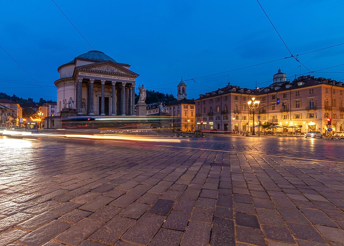 Turin church blue evening