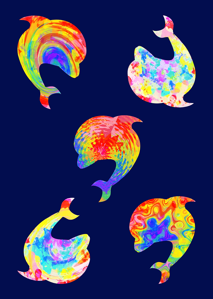 Tie dye dolphin colorful