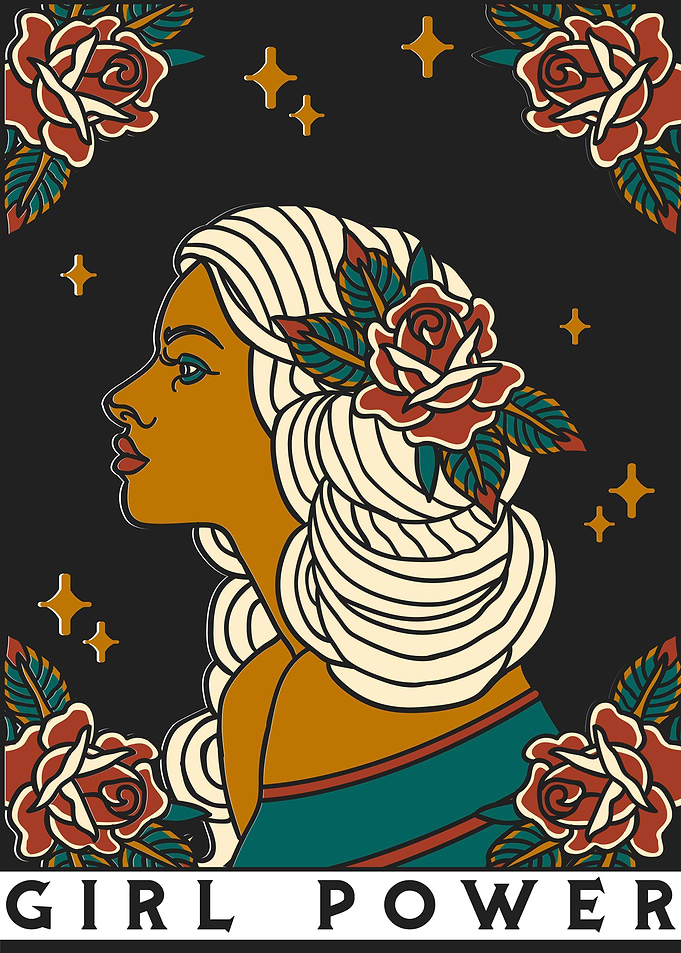 a girls with red rose