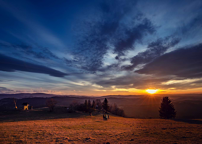 Autumn sunset in mountains