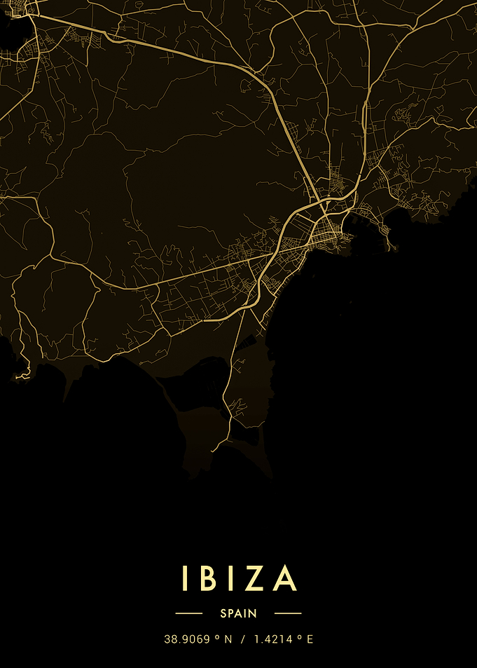 Ibiza City Map Gold
